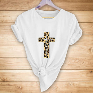 Leopard Cross print short-sleeved T-shirt