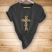 Load image into Gallery viewer, Leopard Cross print short-sleeved T-shirt
