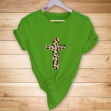 Load image into Gallery viewer, Leopard Cross print short-sleeved T-shirt
