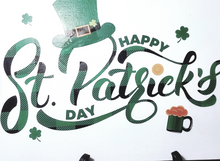 Load image into Gallery viewer, Happy St. Patrick&#39;s Day Canvas Board - 15x11&quot; Wall Art with Beer Mug Design
