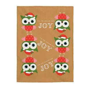 Holiday Owl Velveteen Blanket