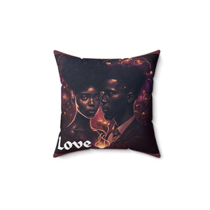 African Couple's Love Spun Polyester Square Pillow