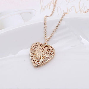 8K Gold Plated Heart Locket Pendant Necklace Heart Locket