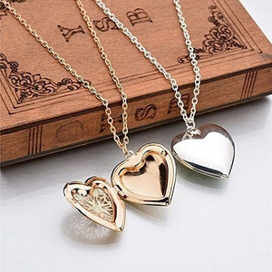 8K Gold Plated Heart Locket Pendant Necklace Heart Locket