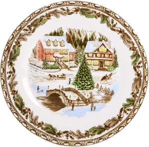 GIBSON HOME CHRISTMAS TOILE 16 PIECE  DINNERWARE SET