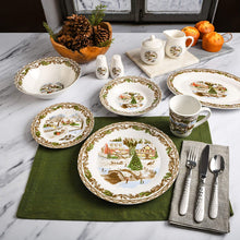 Load image into Gallery viewer, GIBSON HOME CHRISTMAS TOILE 16 PIECE  DINNERWARE SET

