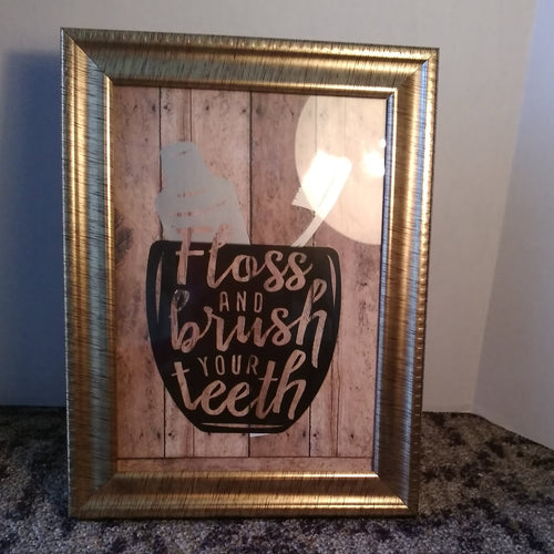Floss and Brush Your Teeth Picture frame Art - Sanspec Collection