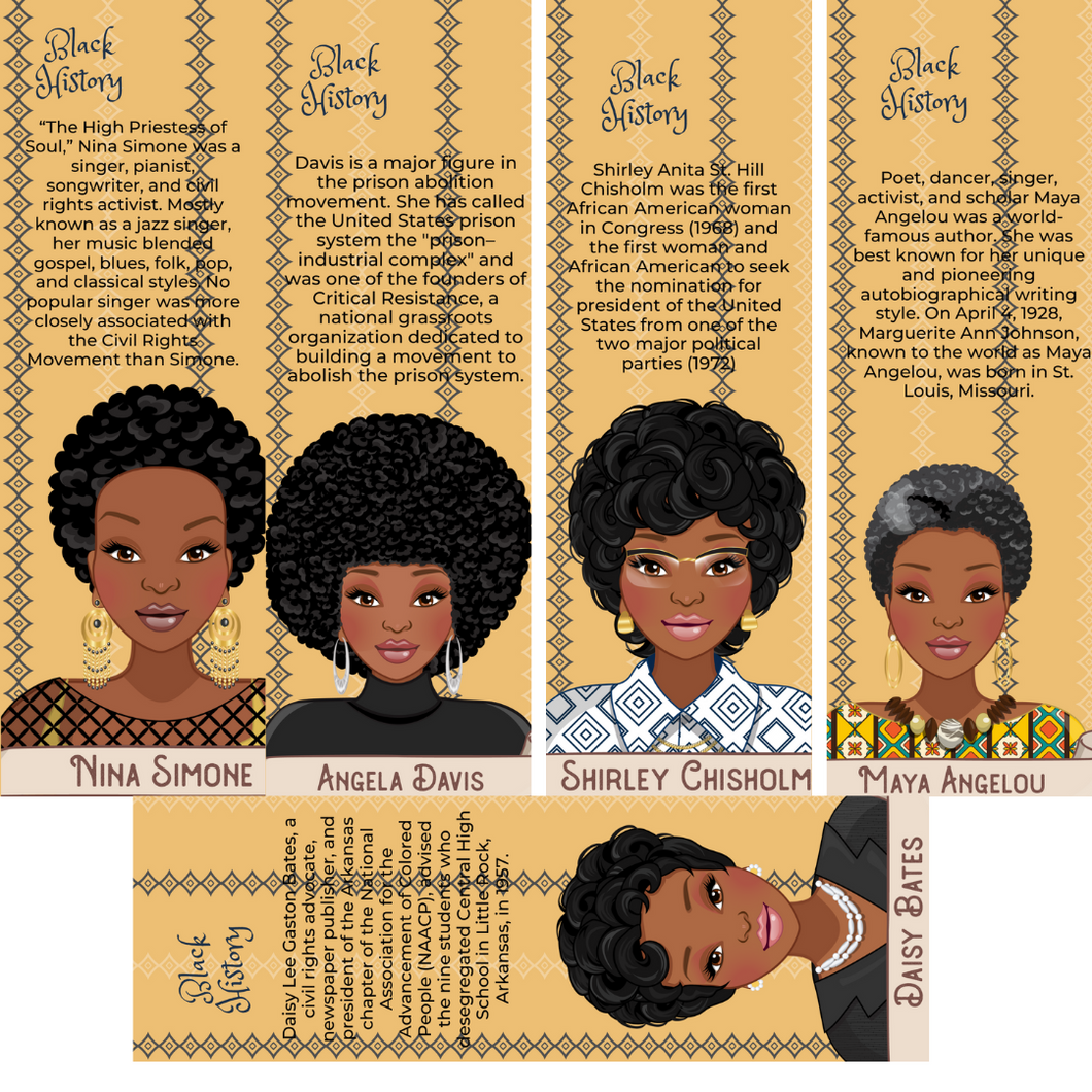 Black Female Activist Bookmarks. Series 1
