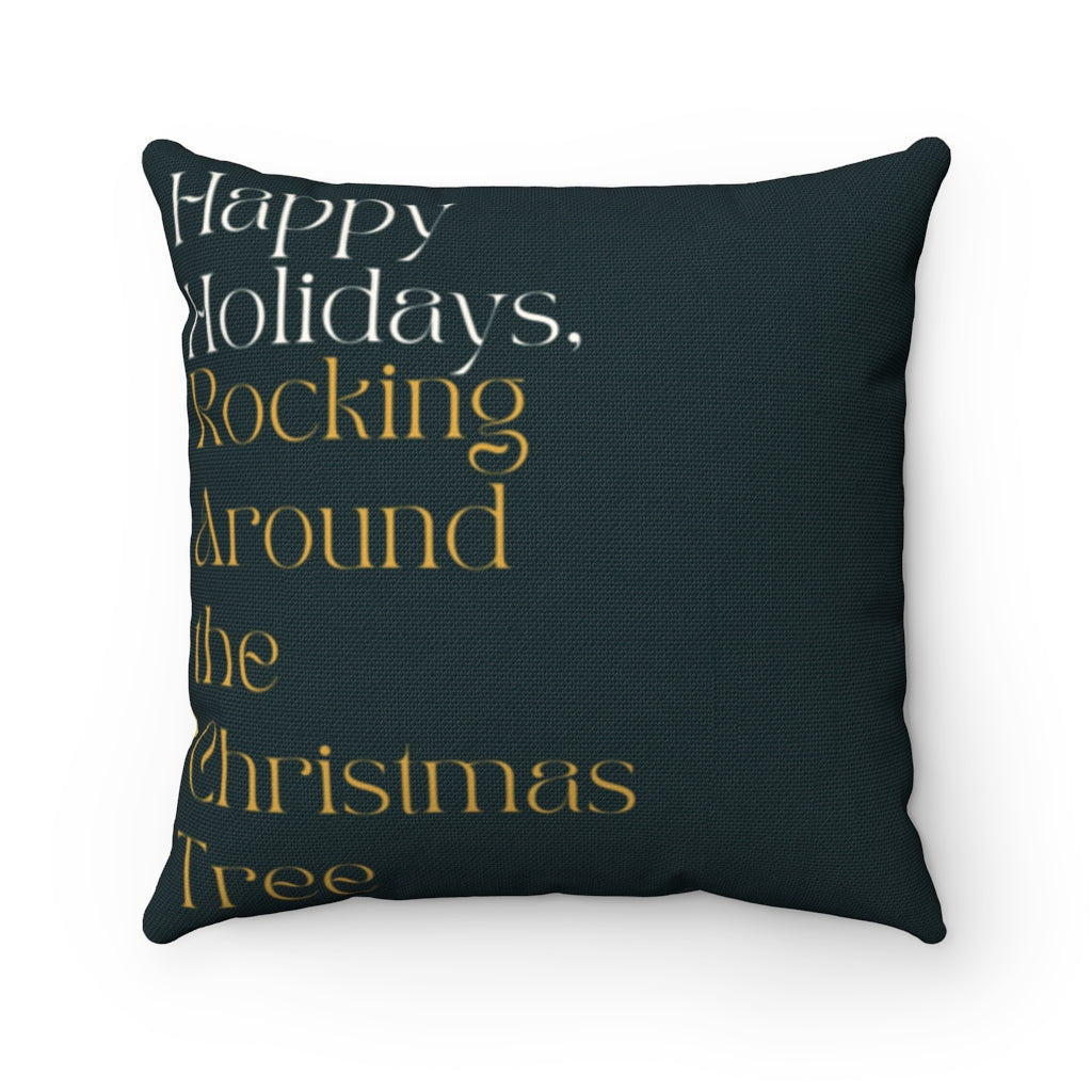 Rock Around the Christmas Tree Spun Polyester Square Pillow Case