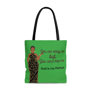 "God is My Partner"  Quote Tote Bag (AOP)