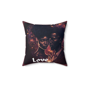 African Couple's Love Spun Polyester Square Pillow