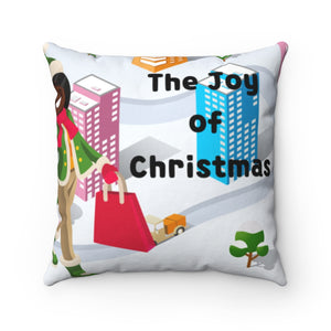 Joy of Christmas Spun Polyester Square Pillow Case