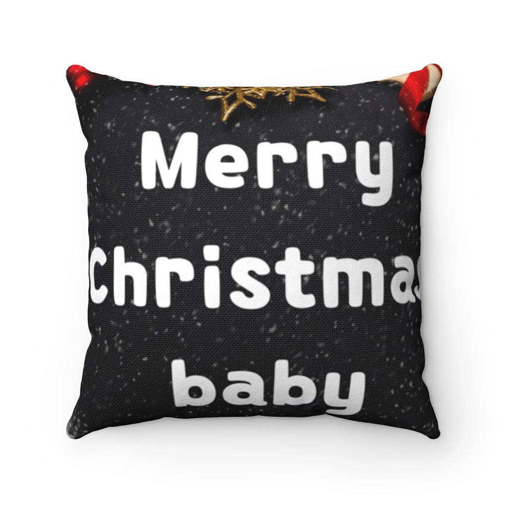 Merry Christmas Baby Spun Polyester Square Pillow Case